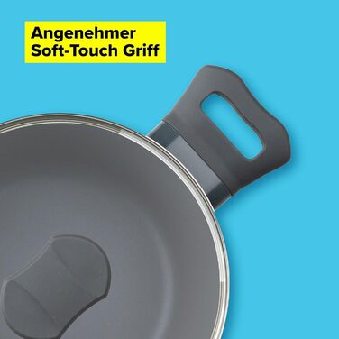 Wok антипригарний Tasty 28x7,8 см з нержавіючої сталі, індукційний, з м'яким дотиком, 20 см каструля