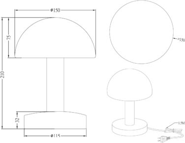 Світлодіодна настільна лампа Trio Leuchten, латунь, скло, E14 4.9 Вт LED, сенсор, H 21см