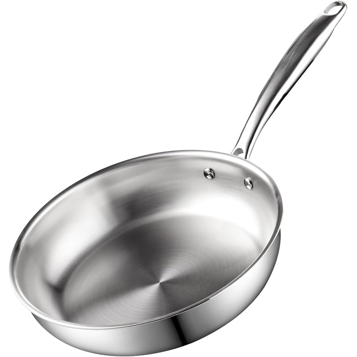 Набір каструль та сковорідок Cook N Home з нержавіючої сталі (7 предметів) з кришками з термостійкого скла, індукційний, придатний для миття в посудомийній машині, сріблястий (сковорода 25 см)