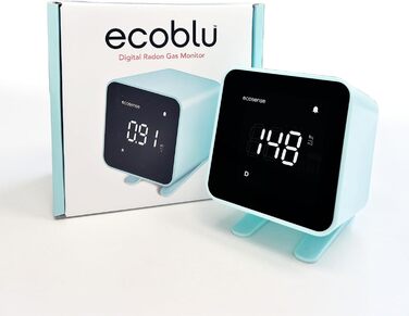 Виявлення радону Ecosense EB100 EcoBlu: моніторинг за 10 хвилин, простий у використанні, білий (блакитний)