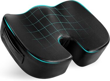 Подушка для сидіння Aulase Luxus: товстий Memory Foam для спини, куприту та ішіасу. Підходить для офісу, авто, ігор (чорний)