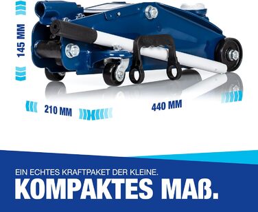 Гідравлічний домкрат NTG 2T (2000 кг) з сертифікатом TÜV, сталева конструкція, висота підйому 130-330 мм - для автомобілів, заміни шин