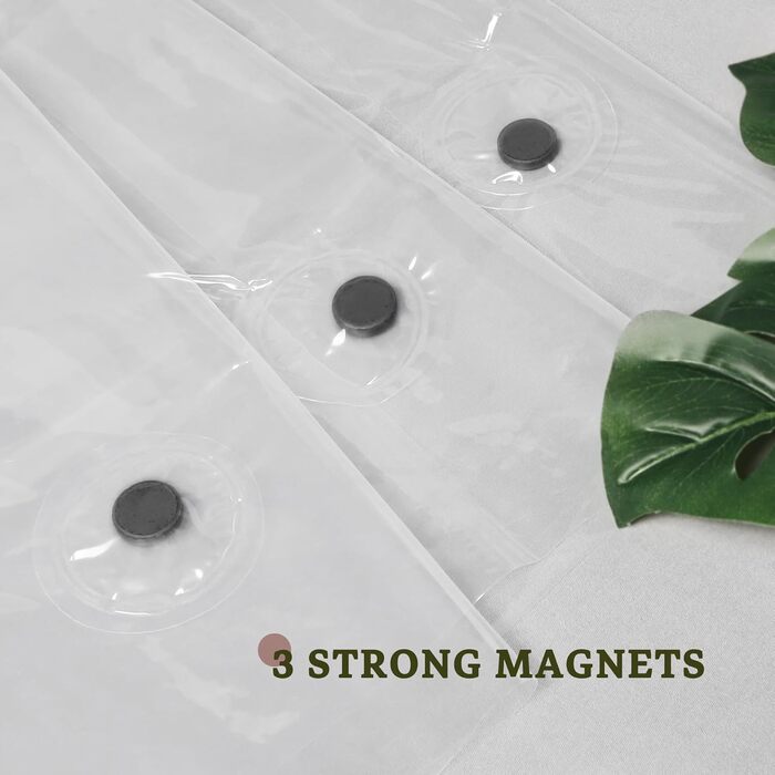 Душовий завіс Barossa Design Extra - міцний, прозорий, з магнітами, 182.9 x 182.9 см