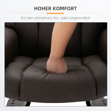 Масажне крісло HOMCOM Recliner з підставкою для ніг і функцією відкидання, імітація шкіри коричневого кольору 79x82x101 см, зручне для релаксації та оздоровлення