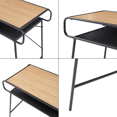 Стіл Krødsherad Стіл для ноутбука Комп'ютерний стіл Офісний стіл Стіл для ПК Металевий каркас 76x106x46 см Маленький робочий стіл Домашній офіс чорний/дуб