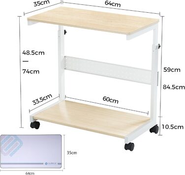 Підставка для комп'ютера EUREKA ERGONOMIC: регульована висота, ATX, для CPU, під стіл, з коліщатками та підкладкою для миші (колір: горіх)