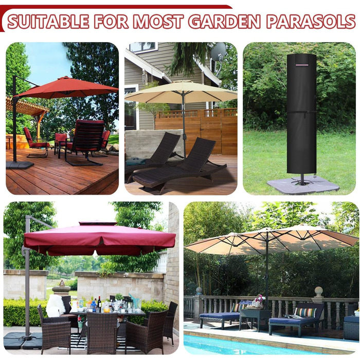 Захисний чохол для парасольки/перголи LAMUNI, 240x58/58 см, водонепроникний, для парасольки 3-5 м, зимовий захист