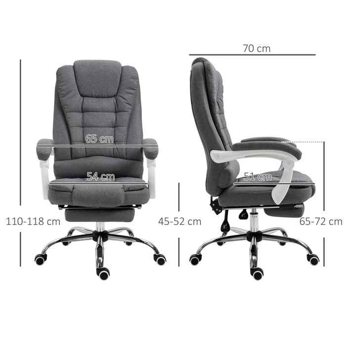 Ергономічний стілець Vinsetto Office Chair зі складною підставкою для ніг, регулюється по висоті та нахиляється, метал сірий для комфорту в домашньому офісі
