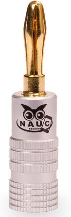 Штекер NAUC High End Banana Plug 32 шт. (16 пар) для кабелів до 6 мм, 24K позолочений, паяний/гвинтовий, чорний/червоний