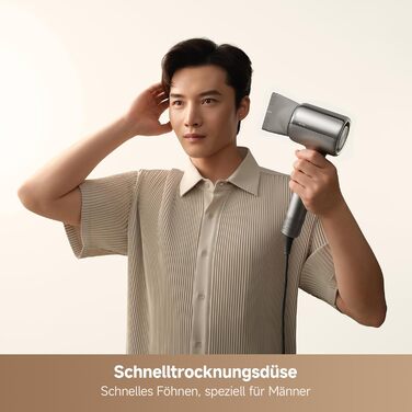 Фен для волосся MOVA Shine 20 з дифузором, високошвидкісним мотором та плазмою для догляду, NTC-контролем температури, сріблястий