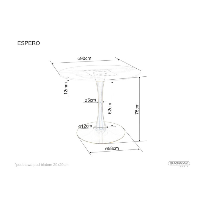 Стіл ESPERO білий ефект мармуру/золото д.90
