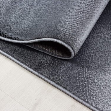 Домашній килим з коротким ворсом, килим для вітальні, світло-сірий в дрібну клітку, Розмір (80x300 см, чорний)