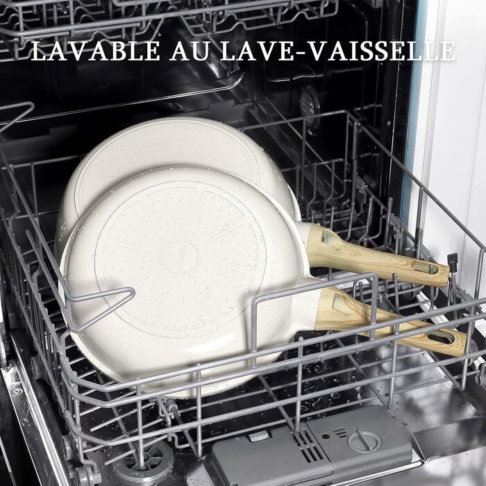 Сковорода з керамічним антипригарним покриттям GiPP – 24 см, здорова, безпечна, для індукційних плит, без PFAS та PFOA, можна мити в посудомийній машині, з прохолодним ручками, білий колір