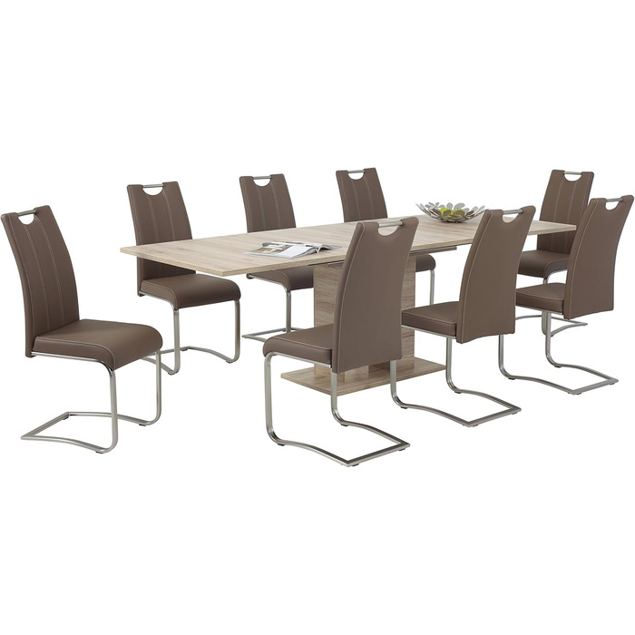 Тік Hela Helena: висувний стіл з синхронним витягом, 140-220x90 см, шпон дуба Сан Ремо