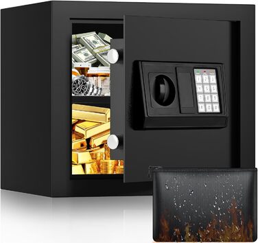 Великий сейф для дому: вогнестійкий, водонепроникний, з ключем та кодовим замком, 40л