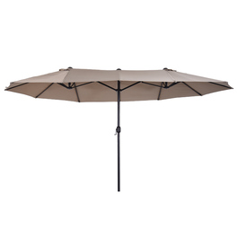 Подвійна парасолька Outsunny Parasol Market з ручною рукояткою овальна 460 x 270 x 240 см в Hellkaffee для саду та патіо