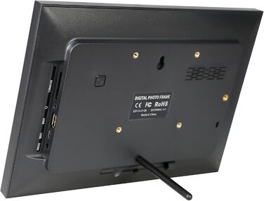 Frameo Цифровий фоторамка 10.1 дюйма з Wi-Fi, HD сенсорний екран, 16GB пам'ять, автоматичне обертання, віддалене завантаження фото та відео, настінний монтаж (чорний)