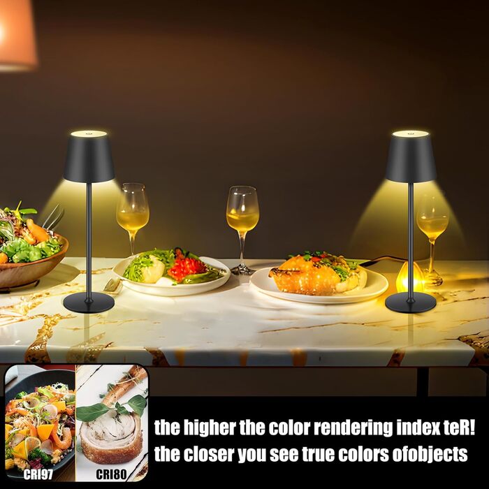 Бездротова LED-лампа настільна з регулюванням яскравості та 3 колірними температурами, сенсорне керування, зарядка через USB-C, для дому, кемпінгу, набір (чорний)