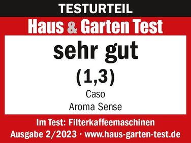 Кавоварка CASO Aroma Sense - Design, ідеальна температура заварювання 92 - 96 C, повний розвиток аромату завдяки арома-паличці в кавнику, в т.ч. постійний фільтр з нержавіючої сталі з титановим покриттям