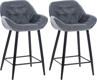 Набір з 2 барних стільців Gibson - рожеві, з підніжками, матеріал: тканина, сірий колір