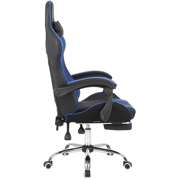 Офісне крісло Panana Gaming Chair Ергономічне з регульованою поперековою подушкою, подушкою, штучною шкірою, м'яким підлокітником Стілець Стілець (синій)