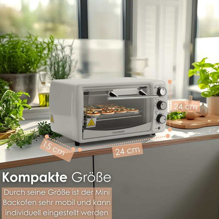 Міні-піч 13 літрів, 1200 Вт, піч для піци, 65°-230°C, таймер, піддон для крихт, міні-піч