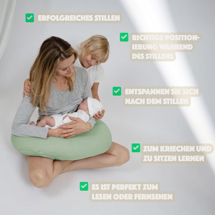 Подушка для годування та вагітності PaLulli XL (170x30 см), органічна бавовна, мусліновий чохол, колір шавлія