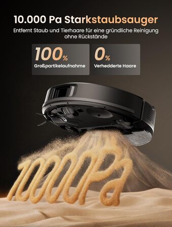 Робот-пилосос Proscenic Q20Plus з функцією миття, 10000Pa, 200хв, бездротовий, самостійна очистка, 3-в-1 для тварин, килимів, твердих поверхонь, чорний