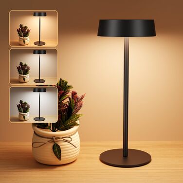 Сонярна LED лампа Suright настільна, акумуляторна, USB-C, 3 режими, регулювання яскравості, IP65, чорна