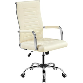 Офісний крісло Yaheetech з ергономічною спинкою та підлокітниками, для офісу та дому, до 136 кг, білий (бежевий)