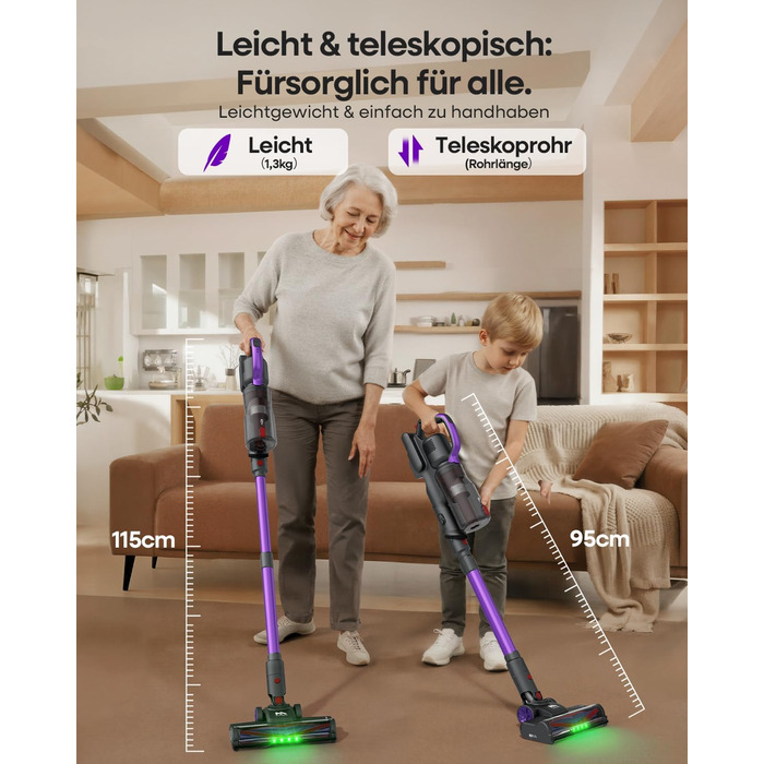 Акумуляторний бездротовий пилосос AlloyMove A03 Lila: 45000Pa, 450W, 60 хвилин, LED, для тварин, килимів, твердих поверхонь