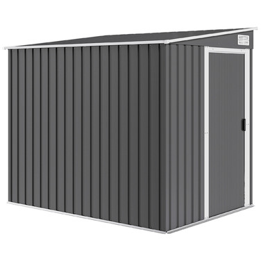 Гаражний бокс Outsunny з металу, 2,81 м², 154x206,5x181 см. Сховище для інструментів з похилим дахом та фундаментом.