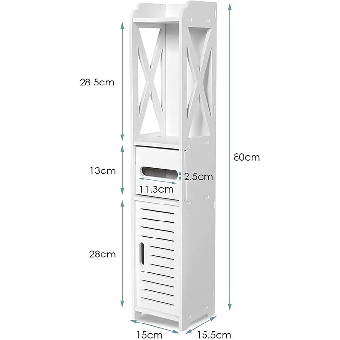 Туалетні меблі для ванної кімнати біла тумба для унітазу, полиця для ванної кімнати, вузька тумба для ванної кімнати 80x15.5x15см, стелаж для зберігання серветок