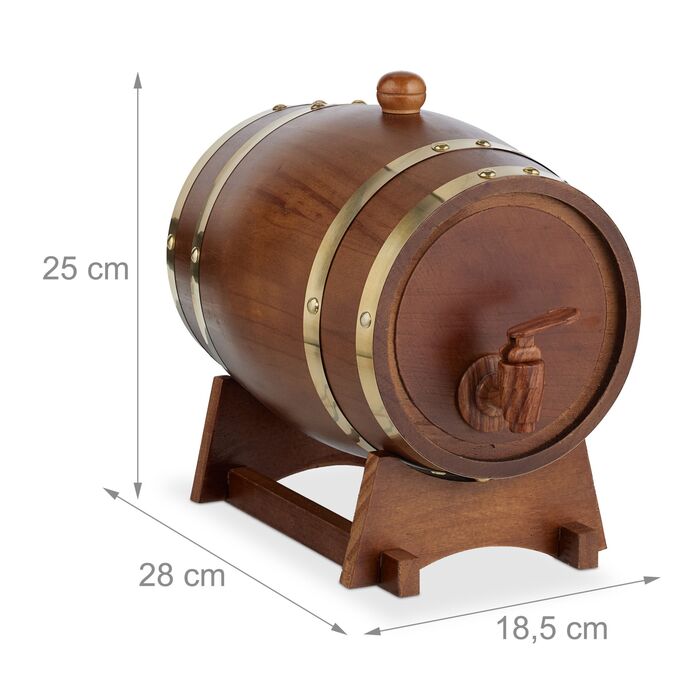 Дерев'яна бочка Relaxdays, об'єм 2,2 літра