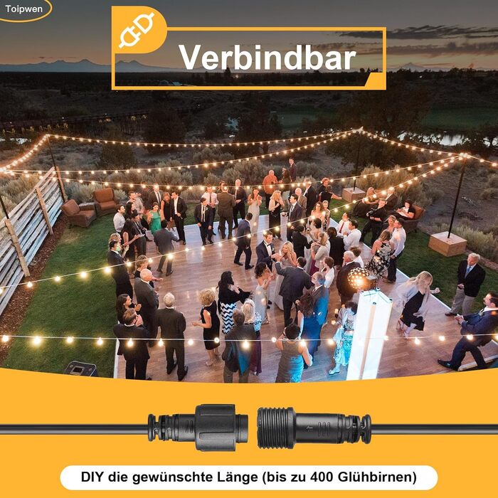 LED гірлянда для вулиці 45,7 м з пультом, 75 LED, тепле світло, IP45, для саду, балкону, тераси, кемпінгу та вечірок (220V)