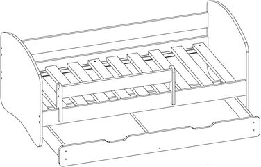 Молодіжне ліжко-ліжечко із захистом від падіння з висоти Шухляди та рейковий каркас Дитячі ліжка для дівчаток та хлопчиків 140х70см або см (160х80, транспорт)