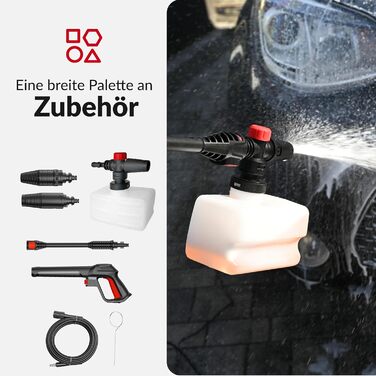 Високотискний мийник LEHMANN Hudson 1800 Вт, 145 бар, 450 л/год, з набором аксесуарів (щітка, пінозмішувач, шланг 5м)