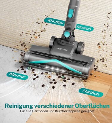 Акумуляторний пилосос 25000Pa, 175W, 50хв роботи, бездротовий, з антизаплутувальною насадкою, самостійно стоячий, легкий ручний пилосос. Підходить для килимів, твердих підлог, видалення шерсті тварин (Цянь)