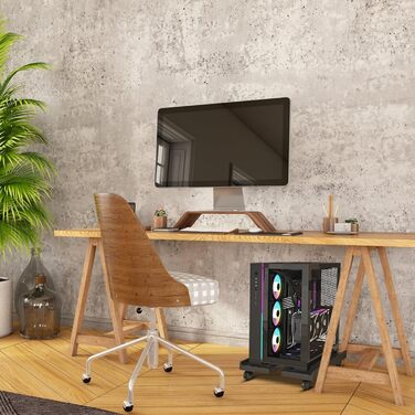 Підставка для ПК на колесах, візок для комп'ютерної вежі, регульована платформа для CPU, підставка для комп'ютера під стіл, візок для комп'ютера, принтера, домашнього офісу, геймінгу, до 80 кг