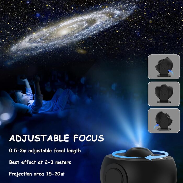 Проектор зоряного неба Planetarium Sternenprojektor: 13 в 1 LED Галактичний проєктор з 12 слайдами для дітей, нічник для спальні, вітальні, вечірки (Чорний)