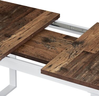 Розсувний обідній стіл Anna B&D home | 120-160 x 80 см, на 4-6 осіб | Скандинавський стиль, Texas-Eiche | Чорне металеве підстав'я, для кухні та їдальні