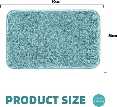 Килимок для ванної кімнати GONICVIN, 60x90 см, м'який фліс, миючий, з антиковзаючим покриттям, для ванної кімнати, вітальні (Турквіс)