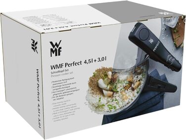 Набір швидковарки WMF Perfect Induktion 2 шт (4.5л + 3л) Cromargan нержавіюча сталь, 2 рівні потужності