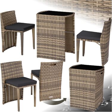 Набір бістро Tectake Poly Rattan, 2 стільці та стіл, група відпочинку на відкритому повітрі - сірий (натуральний No 403769)