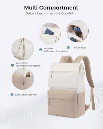 LOVEVOOK Рюкзак для ноутбука 17.3 дюйма, водонепроникний, для жінок та чоловіків, великий шкільний рюкзак, для підлітків, для роботи, навчання (15.6 дюйма, бежевий+хакі)