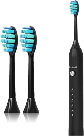 Електрична звукова зубна щітка з 5 режимами та акумулятором на 120 днів – ультразвукова щітка з розумною насадкою (Black 2 змінні насадки)