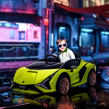 Дитячий електромобіль HOMCOM Lamborghini, 3-5 км/год, з дистанційним керуванням, для дітей 3-5 років, колір: зелений