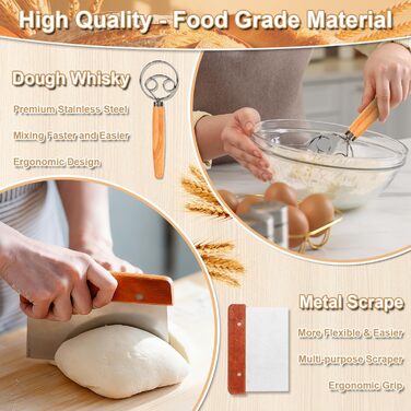 Набір для приготування закваски (12 шт.), 23,5см & 25,4см: корзини для бродіння, скляна тара для закваски, лопатки та мішалки для тіста. Ідеально для початківців