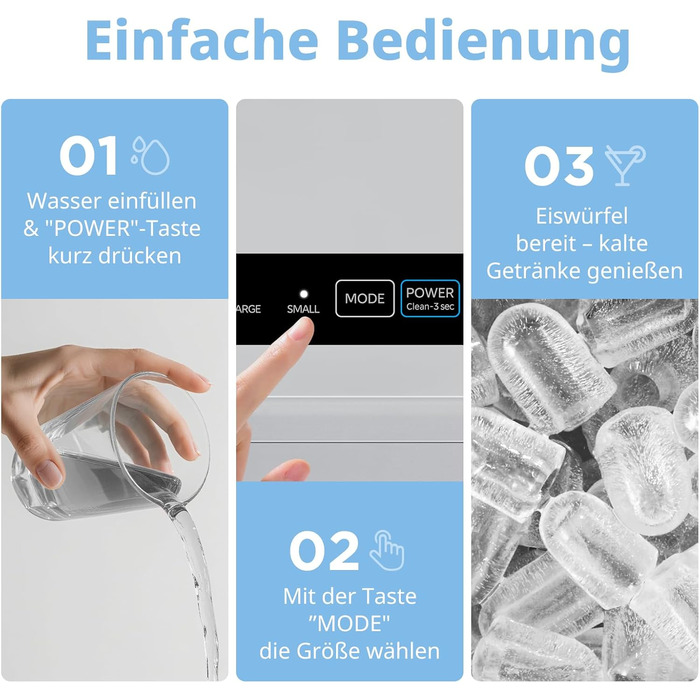 Льодогенератор Comfee RCI12GY1EU(E) Сірий: 12 кг/добу, самоочищення, 1.3л