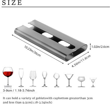 Тримачі для келихів, 4 шт., без свердління, для кухні та бару (сірий)